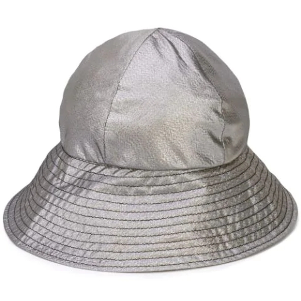 Gigi Burris Mullinery Silver Bucket Hat with Modern Metallic Finish